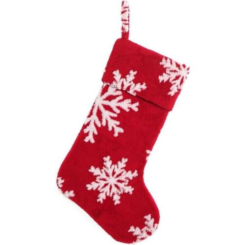 Christmas Stocking Snowflake Pattern Candy Sock Gift Bag Xmas Tree Hanging Decor Bag For Christmas Home Party Decoration
