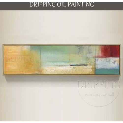 Artist Hand-painted High Quality Super Long Oil Painting on Canvas Beautiful Abstract Horizontal Oil Painting for Living Room