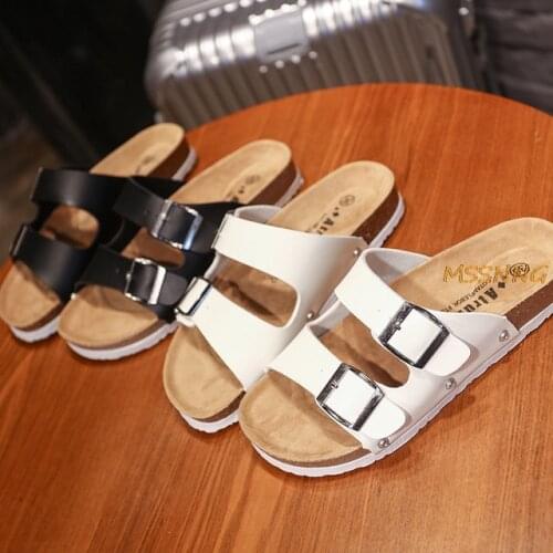 Summer New Style Womens cork Slippers Peep Toe Outdoor Beach Slippers Fashion Casual Solid Color Cozy Womens Shoes Big Size43