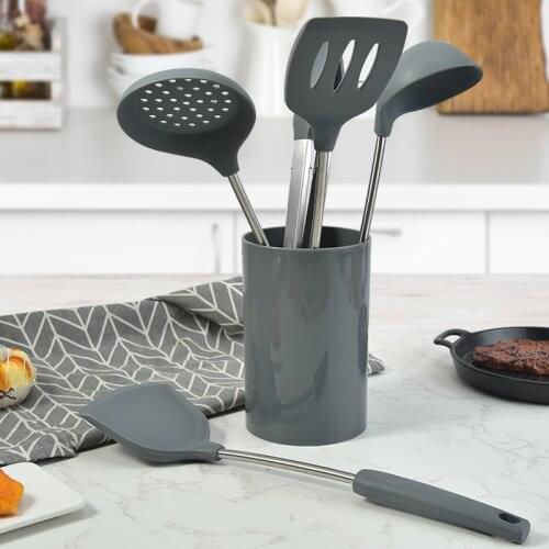 Silicone Kitchenware 6 Piece Set with Bucket Kitchen Cooking Shovel Spoon Kit Kitchen Ware Supplies