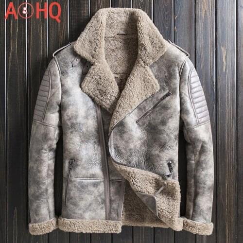 Winter Jacket Mens Genuine Sheep Shearling Jacket for Men Clothing Hat Detachable Motorcycle Coat Ropa De Hombre LXR1072