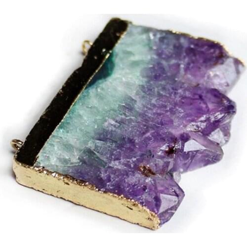 1pcs Natural Crystal Amethyst Contact Pendant GB1025