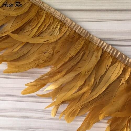 10Meters/Lot 15-20CM Lace DIY Apparel Sewing Fabric White Black Gold Rooster Coque Feathers Trimming Gift Packaging Laces Ribbon