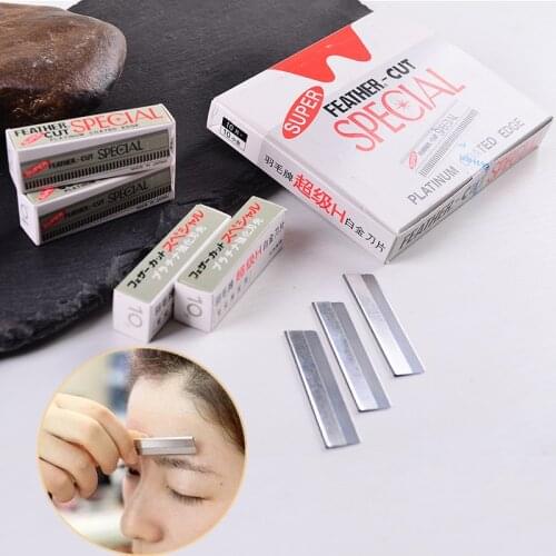 10Pcs/Box Maquiagem Eyebrow Trimmer Blades Eyebrow Cutter Women Eyebrow Knife Safety Razor Blades Permanent Makeup Eyebrow Blade