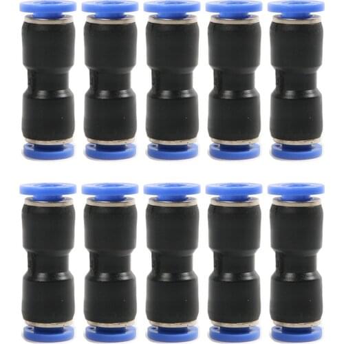 10pcs Pneumatic 6mm to 6mm Straight Puch in Connectors Air Line Quick Fittings
