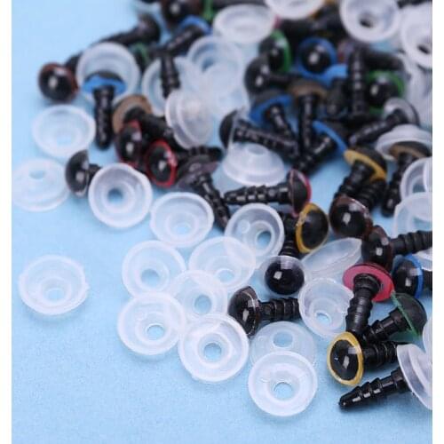 100Pcs 8mm/0.31in DIY Doll Puppet Plastic Screw Thread Eyes Safety Washers Pads For Handmade Teddy Bear Doll Craft Children Kids