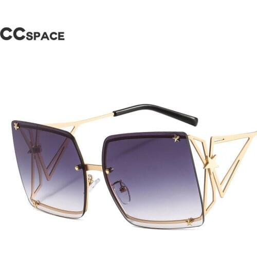 46556 Oversized Square Rimless Goggle Sunglasses Stars Men Women Fashion Shades Uv400 Vintage Glasses
