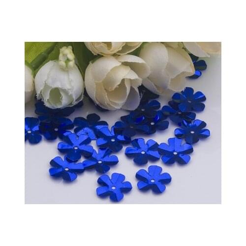 500pcs/lot Flower Sequins 14mm PVC Decoration Sewing DIY Wedding Craft Scrapbook For Clothing Blue