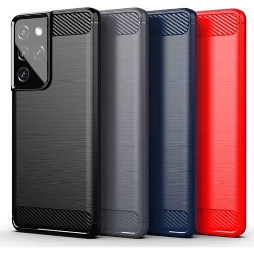 For Samsung Galaxy S21 Ultra Case Cover Shockproof Bumper Carbon Fiber Soft Silicone Phone Case For Samsung Galaxy S21 Ultra 5G