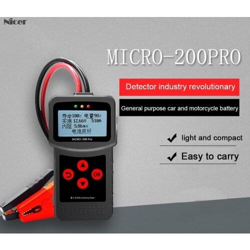 MICRO-200 PRO Car Battery Tester Analyzer 12V/24V AGM EFB Battery System Tester Automotive Motorcycle Quick Diagnostic Tools