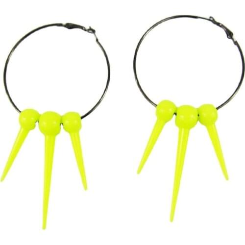 Goth Harajuku Green Rivet Spikes Earrings Hip Hop Rock Punk Trendy Cool Earrings Statement Jewelry For Women Men 2021 New