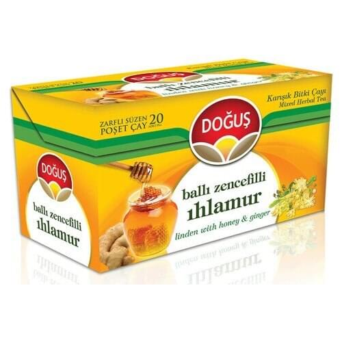 PERFECT WITH ITS WONDERFUL DRINK Dogus Herbal Tea with Honey Ginger Linden 20 pcs FREE SHİPPİNG