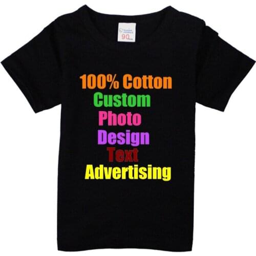 Personalized custom small, medium and large childrens short-sleeved round neck solid color bottoming cotton T-shirt