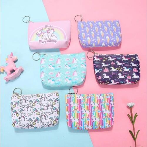 1PC Girl Kids Coin Purses Holder Kawaii Animal Unicorn Flamingo Women Mini Change Wallets Money Bag Children Zipper Pouch Gift