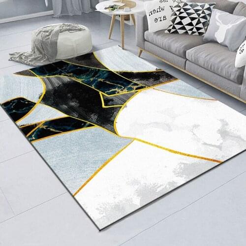 European Style Geometric Pattern Carpet Flowers Printed Soft Carpets For Living Room Anti-slip Rug Floor Mat Home Decor Tapis