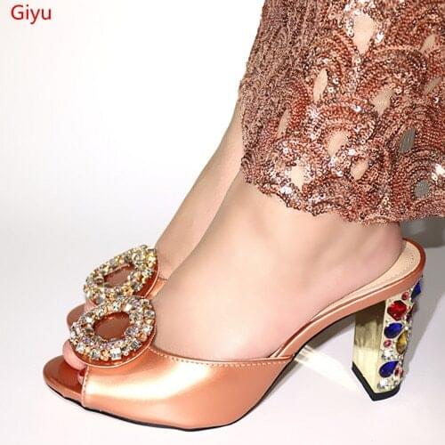 Doershow Beautiful Wedding Shoes top quality African Sandals With Shinning Stones!!SVZ1-7
