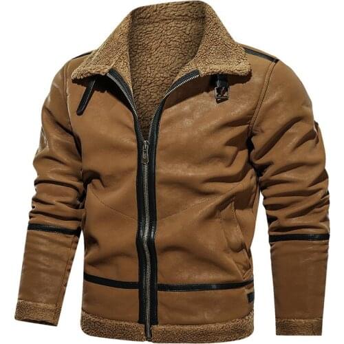 New Bomber Leather Jacket Men British Style Suede Coat Winter Solid Color Motorcycle Leather Jacket Men Zipper Outerwear Male