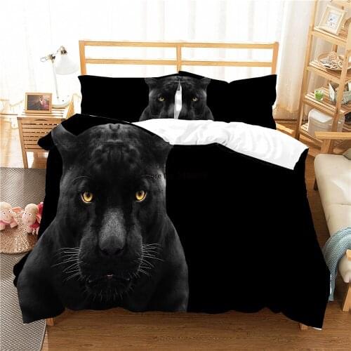Leopard Black Bedding Sets 3D Printed Animals Quilt Cover Winter Home Bed Cover Pillow Sham Single Double Microfiber Bedding