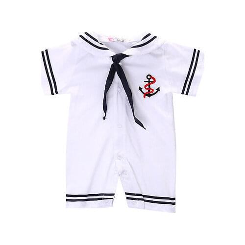 Summer 2017 Baby Romper Baby Boys Girls Naval Sailor Style necktie Romper Clothes One Piece Jumpsuit Set