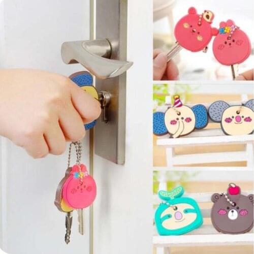 Hot Sale 1PCS Cute Creative Key Holder PVC Soft Keychain Ornament Pendant Cartoon Silicone Protective key Case Cover For Keys