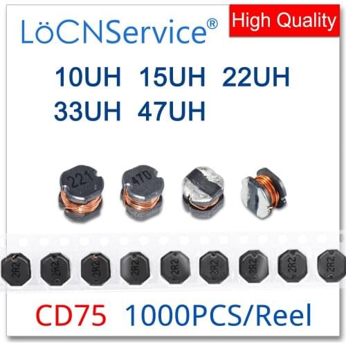 LoCNService 500PCS 1000PCS CD75 7x7.8x5.5mm SMD 10UH 15UH 22UH 33UH 47UH Power Inductor 7*7.8*5.5mm