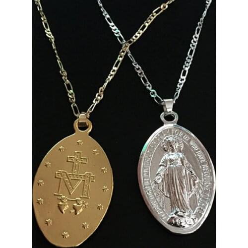Fashion Mother Mary Pendant Necklace Virgin Mary Dainty Gold Medallion Necklace Religious Catholic Necklace Jewelry Gift