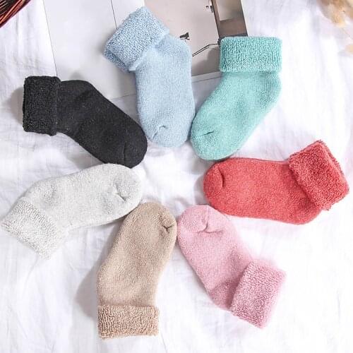 Fashion Woolen Thick Baby Kids Socks Winter Soft Warm Socks for Children 0-7 Years Boys Girls Thermal Floor Baby Socks