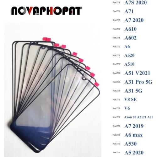 Novaphopat Black Front Digitizer LCD Sensor Glass Panel For ZTE Blade A5 A7 2020 Blade2 2 Smart Touch Screen Glass lens
