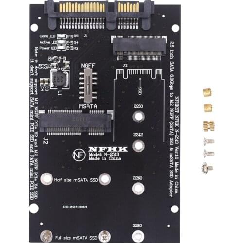 TISHRIC M.2 MSATA to SATA 2.5 inch Adapter Board NGFF/MSATA SSD Adapter SATA 6.0Gbps Support 2230/2242/2260/2280 Hard Disk