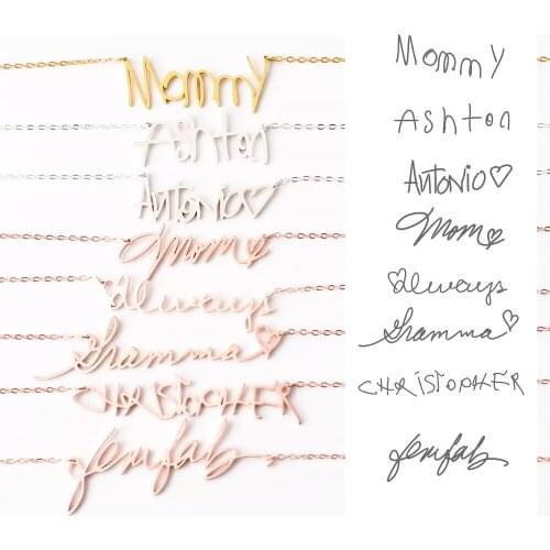 Handwriting Style Name Necklace Personalized Stainless Steel Signature Font Nameplate Choker Necklaces For Women Gifts
