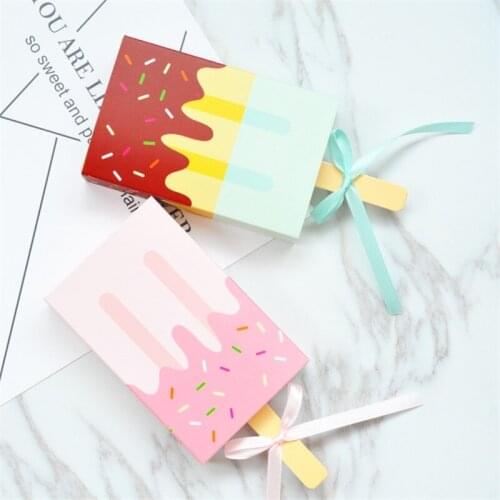Ice cream shape gift boxes,gift boxes,kids party,favor box,candy box pink blue 30pcs