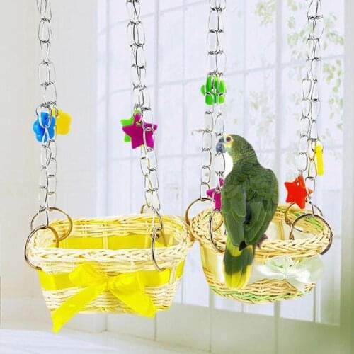 Bird Toy Sling Chain Hand Knitting Hammock Climbing Biting Pet Hanging Basket Yellow Dreamy Hammock Is Suitable For Small Birds