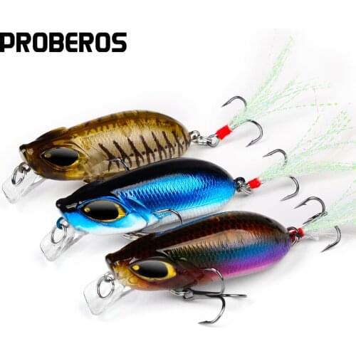 PROBEROS 7PC Minnow Fishing Lures 5cm-8g Mini Floating Crankbaits Artificial Hard Baits With Feather Hook Bass Fishing Tackle