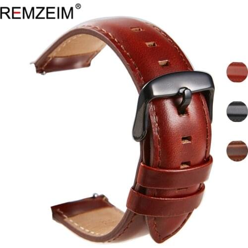 REMZEIM Genuine Leather Watchband Quick Release Watch Band Wrist Strap 18mm 20mm 22mm For DW Strap Watches Accessories