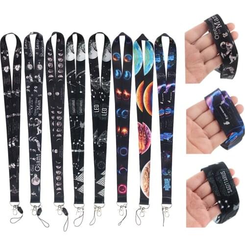 ZF2106 1pcs Constellation Leo Sagittarius Planet Painting Key Chain Lanyard Neck Strap For Phone Keys ID Card Creative Lanyards
