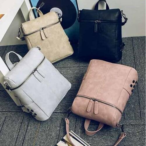Fashion Women Backpack High Quality Leather Schoolbags For Teenage Girls Female School Shoulder Bag 4 Color