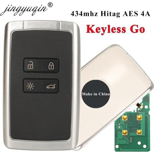 Jingyuqin 4BTN Smart Remote Key 434mhz Hitag AES 4A pcf7953M for Renault Megane 4 Talisman Kadjar Espace 5 Keyless Go Entry key