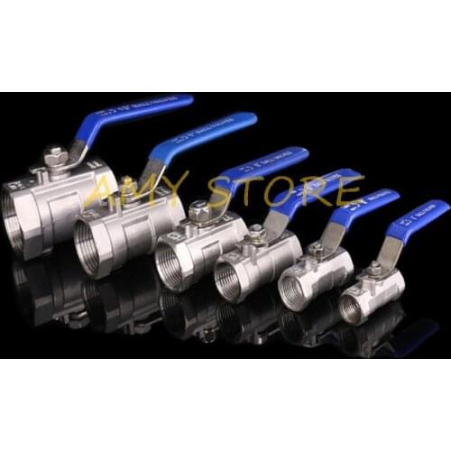 Stainless Steel SS304 Pipe One Piece Ball Shut Off Valve Female BSPP Threaded 1/4" 3/8" 3/4" 1" 1-1/4" 1-1/2"