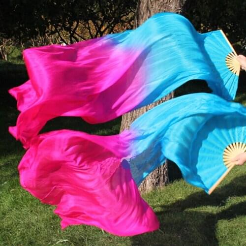 New Arrival 2016 belly dance real silk Fan Veils women Sexy Stage Performance Props 100% real silk Veils Fans S/M/L 1Pair=2pcs