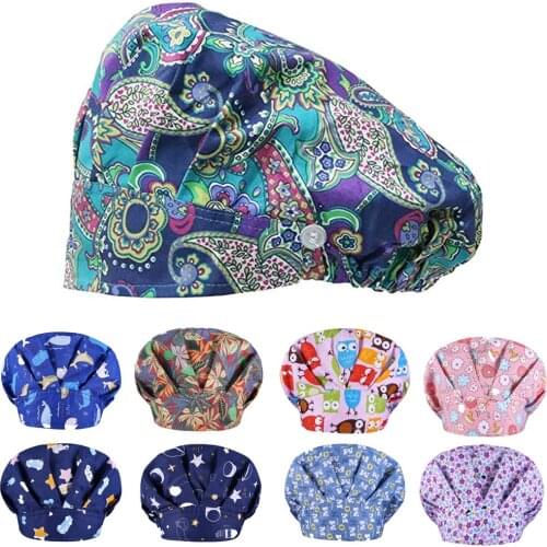 Women Cotton Bandage Adjustable Cap Sweatband Bouffant Hat Men Gorros Quirofano Mujer Nurse Fashion Uniform Accessories #T5P