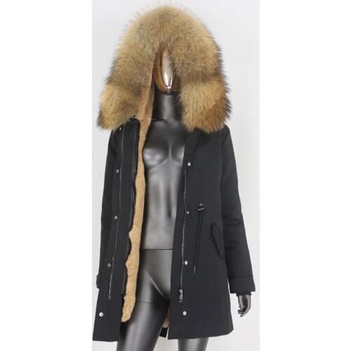 2021 New Waterproof Long Parka Winter Jacket Women Coat Real Natural Fox Raccoon Fur Hood Thick Warm Outerwear Detachable