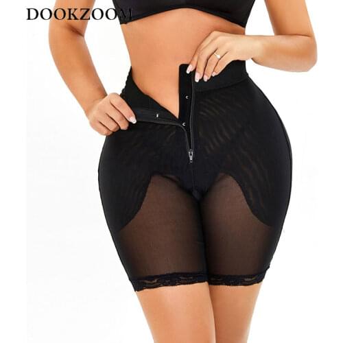 Womens Shapewear Tummy Control Panties Body Shaper High Waist Butt Lifter Short Thigh Slimmers Zipper Black Thin