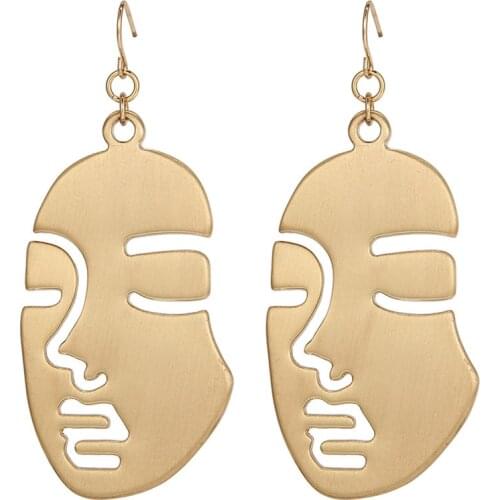 2020 New Fashion Abstract Hollow Out Face Drop Earrings For Women Girl Stylish Statement Human Face Long Dangle Earrings Jewelry
