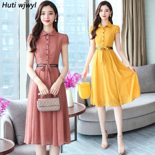 2021 Femal Vintage Elegant Solid Chiffon Boho Midi Dresses Summer New 3XL Plus Size Beach Sundress Women Bodycon Party Vestidos