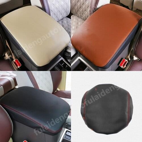 1pcs For Toyota Land Cruiser Prado Fj150 2010-2019 Armrest Box PU Leather Top Mat Pad Cover Decor Car Styling