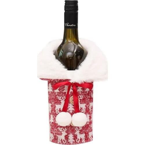 1 Piece Creative Christmas Bottle Cover Soft Faux Knitted Wine Cover Bag Wine Bottle Clothes DIY Christmas Gifts Ornaments