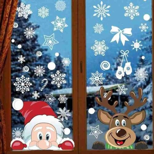 1 Pcs Snowflake Santa Elk Christmas Colorful Static Glass Sticker Window Home Decoration