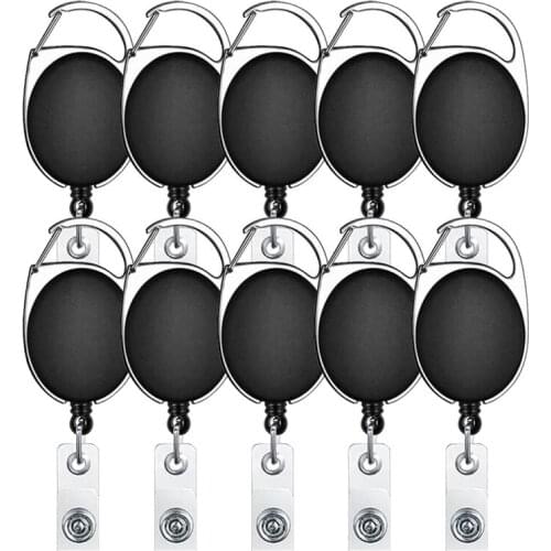 10 Pack Retractable Badge Reel With Carabiner Belt Clip And Key Ring For ID Card Key Keychain Badge Holder