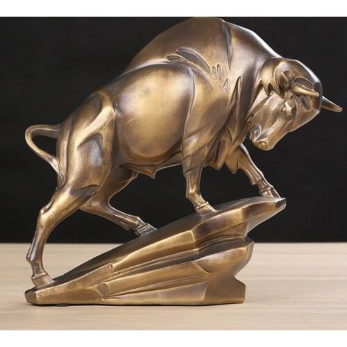 Abstract Bull Sculpture Handmade Resin Bison Statue Arena Mascot Gift and Craft Ornament for Business Birthday Room Decoration