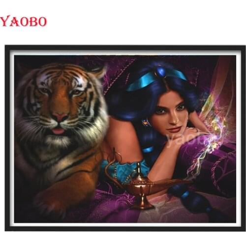 5D DIY Diamond Embroidery Indian woman and tiger Diamond Painting Cross Stitch Handicrafts Diamond Mosaic Full Layout Wall Decor